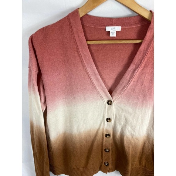 J.Jill Dip Dyed Sunset Ombré Button Up Cardigan Sweater size PXS - Picture 4 of 6